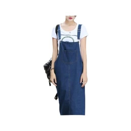 Shengwan donna vestito salopette jeans overall gonna estate senza maniche lungo vestiti con tasca blu l