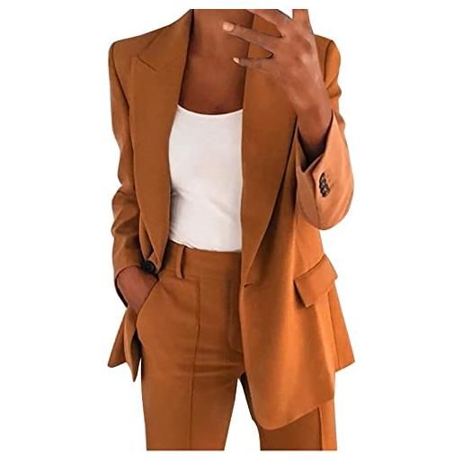 HEONSATI tuta elegante donna curvy set da cerimonia casual manica lunga completo due pezzi eleganti oversize complete ufficio blazer e pantalone tailleur da lavoro con bottoni per sera party