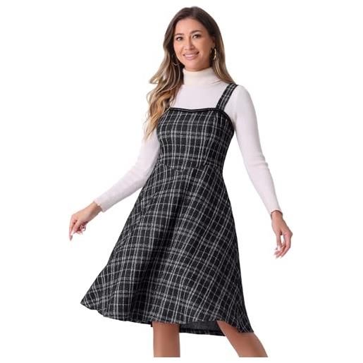 Allegra K donna abito in tweed per abiti scamiciati scamiciati scozzesi a trapezio scozzesi senza maniche