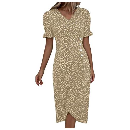 Generico vestito donna estivo a mezze maniche lunghezza media country indiana sundress abiti abito da spiaggia con tasche comodi prendisole viaggio primavera estate