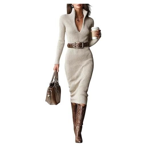 Generic abito da donna slim fit a metà collo alto con scollo a v casual abiti in maglia basic aderente a maniche lunghe abito midi autunno moda maglione abito