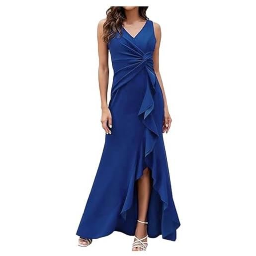 pvucpot vestiti donna elegante vestiti con spacco estivi vestito al ginocchio scollo a v manica corta abito casual vestito da sera cerimonia cocktail