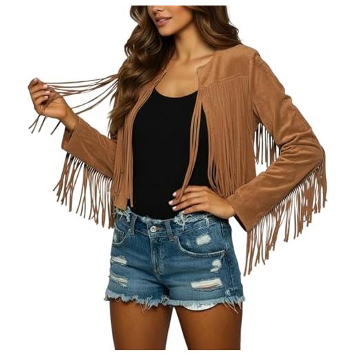 Generisch giacche in similpelle da donna, alla moda, con frange occidentali, in pelle, da motociclista, da cowgirl, da cowboy