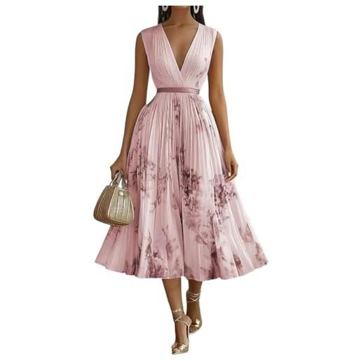 shownicer vestito donna elegante abito cerimonia vestito lungo stampa floreale senza maniche vestiti in chiffon estate