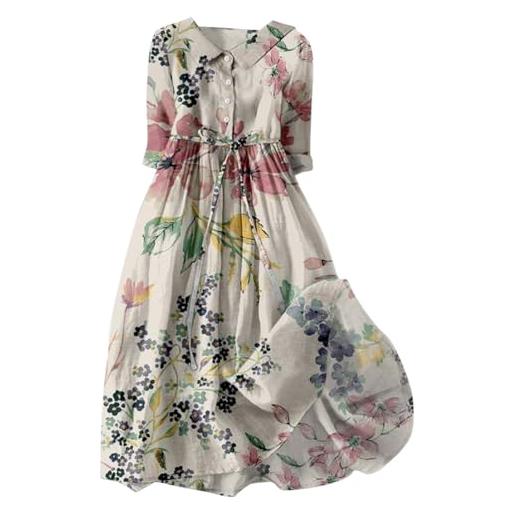 shownicer vestito donna estivi abiti casual maniche corte vestito midi elegante vita alta vestiti lunghi stampa floreale abito boho vacanza abito lungo a albicocca1 m