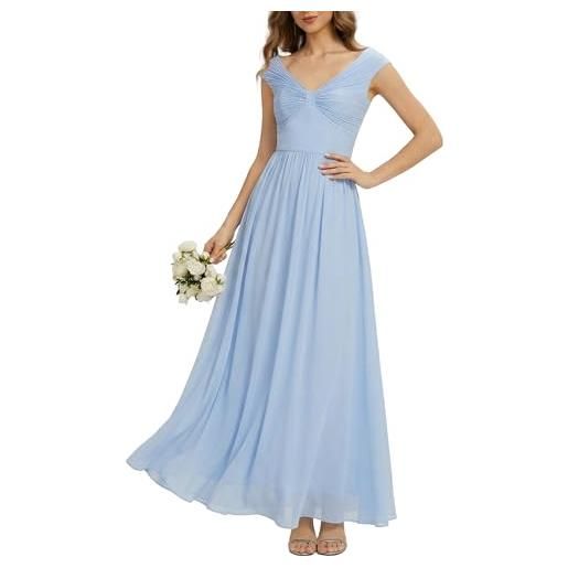 Ever-Pretty abiti da damigella collo a v senzamaniche chiffon maxi gonna svasata es02695