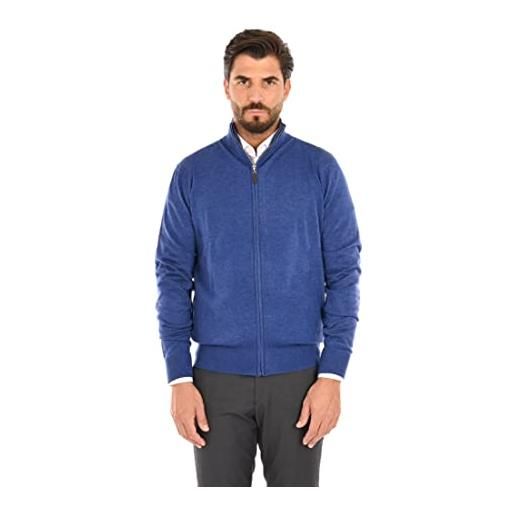 Ciabalù cardigan uomo con zip lana e cashmere maglione con cerniera collo alto (blu cobalto, xxl)