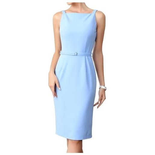 Allegra K donna abito tubino da lavoro con cintura senza maniche | lunghezza sopra il ginocchio elegante abito matita scollo quadrato abiti per ospiti di nozze e feste primavera estate