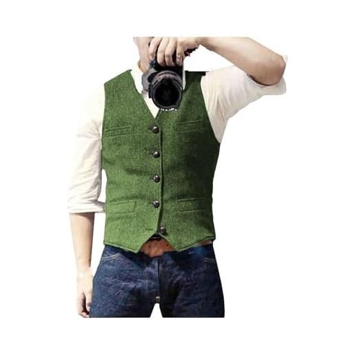 Kiioouu gilet da uomo classico casual, slim fit, con scollo a v, a spina di pesce, elegante, per affari, gilet da cerimonia nuziale, come mostrato, l