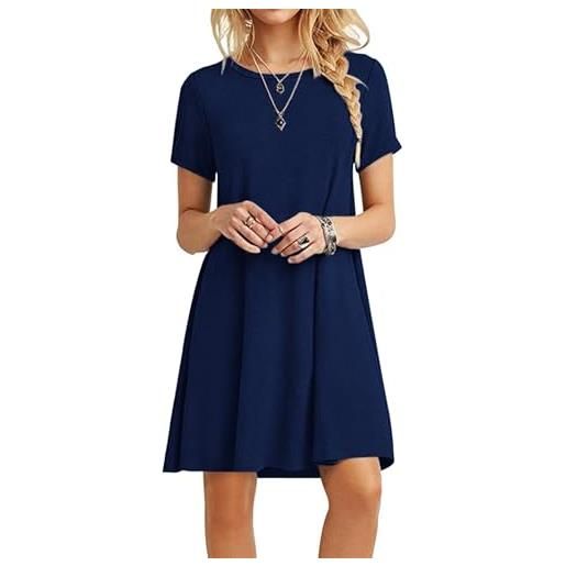 MOLERANI abiti estivi da donna t-shirt casual abito da spiaggia a maniche corte abito da donna swing largo (2xl, blu navy)