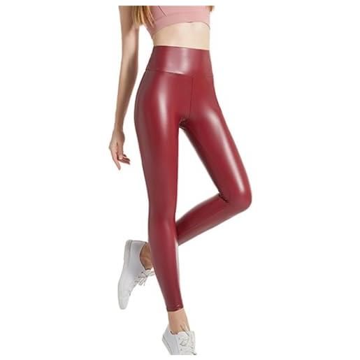Cicilin leggings in similpelle da donna, a vita alta, elasticizzati, sexy, pantaloni in pelle