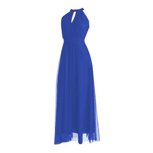 VALORIALUXE abito lungo da cerimonia donna in tulle con cut-out frontale e spalline - made in italy yes (it, testo, l, xl, regular, regular, carta blu)