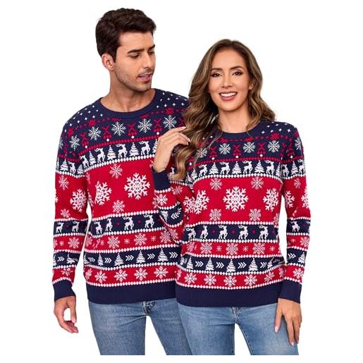 Aottori maglione unisex maniche lunghe maglia festiva uomo-blu marino xxl