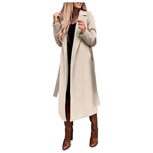 OnaiC cappotto di lana da donna lungo - trench con cintura regolabile lungo risvolto cappotto in cashmere pesante cappotto oversize giacca invernale versione classica di windbreaker