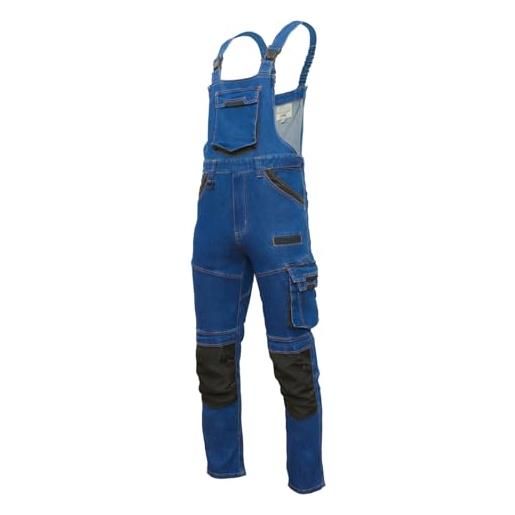 ART.MAS colemann - salopette da lavoro da uomo, elasticizzati, resistenti, 13 tasche, rinforzate, tasche al ginocchio, per artigianato, edilizia, industriale, 70% cotone, colore: nero/blu, blu mare, m
