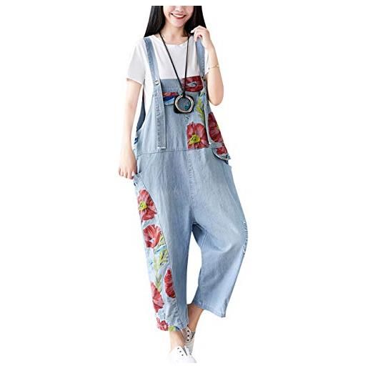 Youlee donna pantaloni larghi denim salopette tutine pantaloni