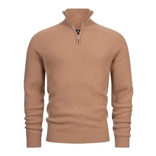 Kronstadt uomo ksdorsey maglia half zip in maglia classico maglione in misto lana con colletto alto | maglione da uomo maglione a maglia fine per uomo, l