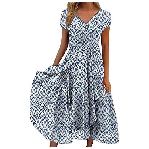 NaLatia donna vestito elegante lungo abito da sera scollo a v manica corta stampa chiffon vestiti curvy aderente estivo taglie forti abito maxi abiti da cerimonia cocktail