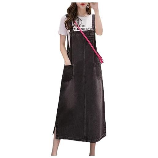 Shengwan donna vestito salopette jeans overall gonna senza maniche lungo vestiti overall con tasca