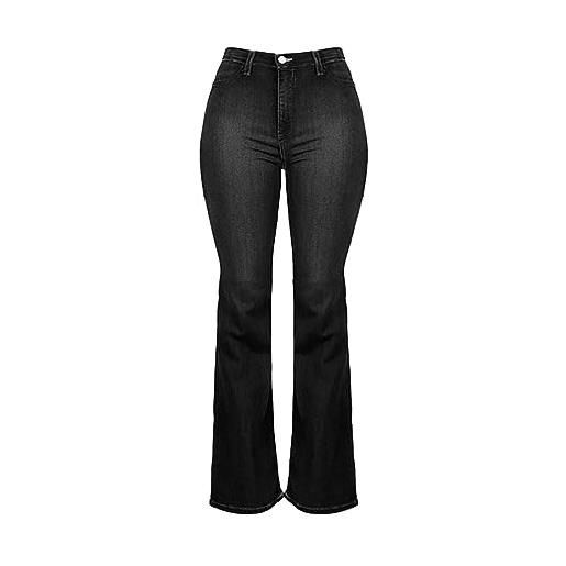 LOIJMK pantaloni a zampa da donna, slim a percussione, alla moda, jeans a vita alta, in denim, eleganti, elasticizzati, skinny, casual, da donna, basic
