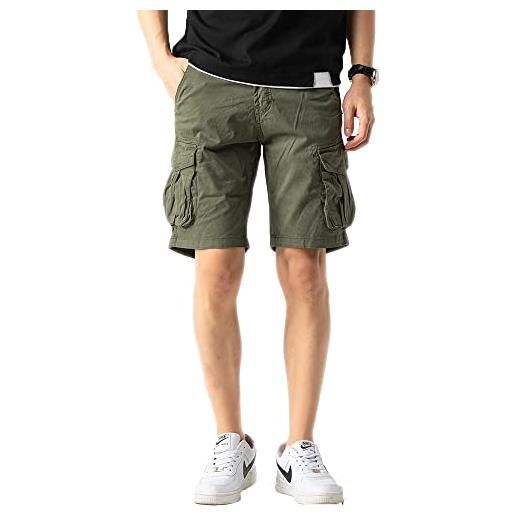 TONY BACKER pantaloncini cargo uomo shorts vintage cotone multi-tasca estate pantaloni corti cargo f7215 (it, misura del girovita, 46, regular, regular, verde)