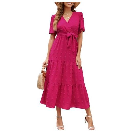 Wantonfy estiti casual da donna vestiti estivi eleganti vestito casua v manica corta abiti da donna vestito estivo lungo