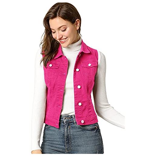 Allegra K donna gilet in denim lavato senza maniche giacca jean