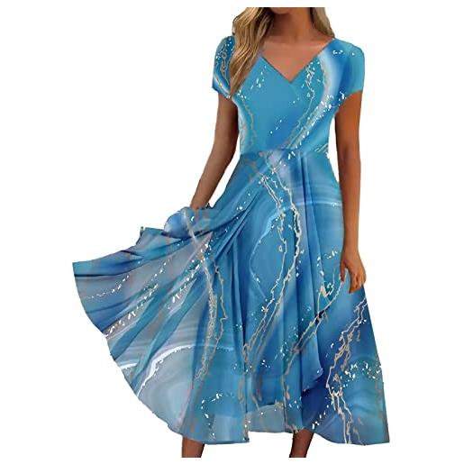 NaLatia donna vestito elegante lungo abito da sera scollo a v manica corta stampa chiffon vestiti curvy aderente estivo taglie forti abito maxi abiti da cerimonia cocktail