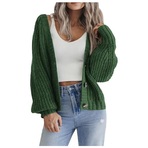 Hotouch cardigan da donna uk manica lunga button down aperto davanti | cardigan corto grosso | capispalla con scollo a v | maglioni larghi | maglione oversize per autunno inverno primavera |