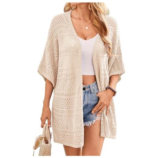 GRACE KARIN cardigan traforato da donna manica corta a pipistrello cardigan estivo kimono copricostume per vacanze