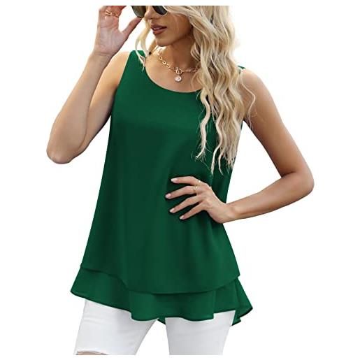 Yommay canotta estiva da donna, camicette da donna, senza maniche, in chiffon, da donna canotte e top