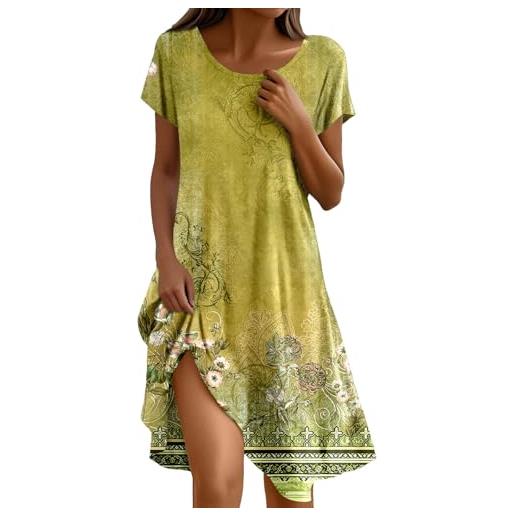 Luadnysin vestito estivo donna prendisole vestito scollato beachwear abito gonne estive leggere hawaiano canotta cotone corto giallo vestiti mare maniche corte bianco corti estivi pizzo vestitino elegante xxl