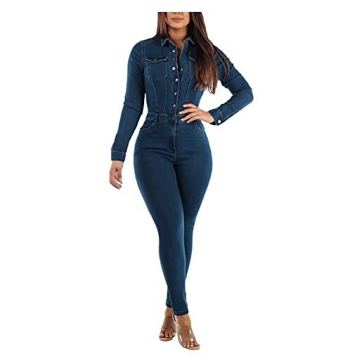 xxxiticat pagliaccetto da donna, sexy, senza maniche, in denim, con tasca