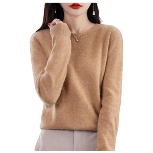 Generico maglione in cashmere da donna, maglione lavorato a maglia in lana merino autunnale, elegante, taglia comoda, a collo alto, a maniche lunghe, morbido e caldo, in lana invernale. 