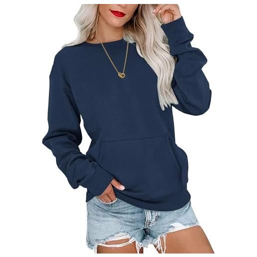 WNEEDU camicie a maniche lunghe da donna felpe casual con tasche