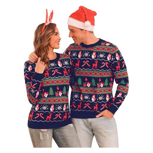 Totatuit maglione natalizio uomo fiocco neve alce maglioni girocollo neck pullover manica lunga maglione festa natale