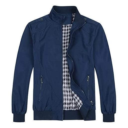 Allthemen giubbotto da uomo leggero giacca militare comodo giacca casual primavera autunno aviatore collo alto estate #7533 blu 3xl