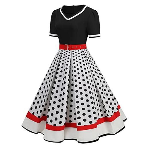 Generico vestito carnevale donna vestiti anni 50 gonna vintage anni 50 60 vestiti da cocktail da donna elegante manica corta, per feste, balli, costumi di carnevale bello 2026