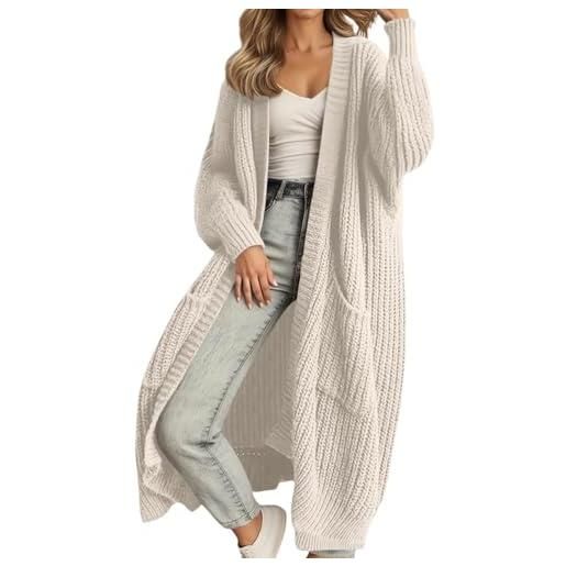 Generisch cardigan donna lungo maglia grossa oversize elegante con tasche aperte maglia maglia maglia manica lunga cardigan donna