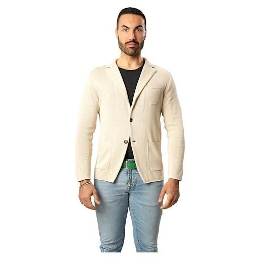 CLASSE77 blazer giacca jacket da uomo slim fit in cotone - punto di cucitura milano - artigianale, made in italy - casual, classica sportiva (it, testo, xl, regular, regular, beige)