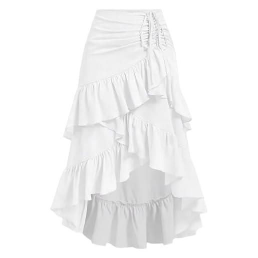 Generisch abito maxi in stile bohémien per donne, a vita alta, con gonna a volant a roulotte e orlo asimmetrico, adatto per vacanze in stile occidentale e per l'uso quotidiano. , s