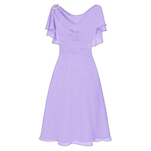 BOTCAM abito da festa da donna, elegante, per matrimonio, lungo, a tracolla, in chiffon, con volant, slim fit, linea ad a, per feste, feste, da sera, lunghezza al ginocchio, vintage, per damigella d'onore