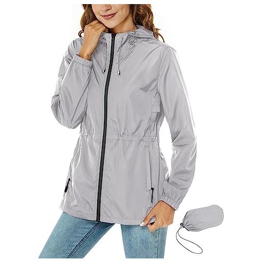 Rapbin impermeabile da donna giacca impermeabile leggera cappotti antipioggia all'aperto trench cappotto pieghevole con cappuccio impermeabile con tasca