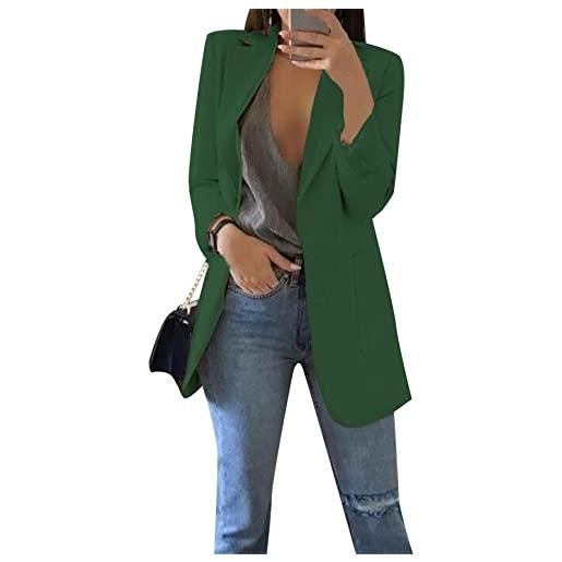 YMING donna a maniche lunghe abito aperta sul davanti giacca con bavero da ufficio giacca lunghe oversize