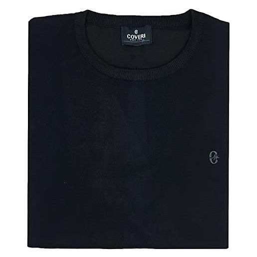 Coveri maglia maglione pullover uomo slim fit girocollo colorato m l xl xxl (xxl - nero)