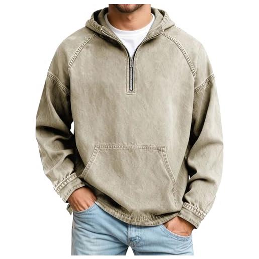 Generisch 2026 novità abbigliamento da uomo abito estivo giacca di jeans casual con cerniera, stile leggero, capispalla per la vita quotidiana, beige. , l