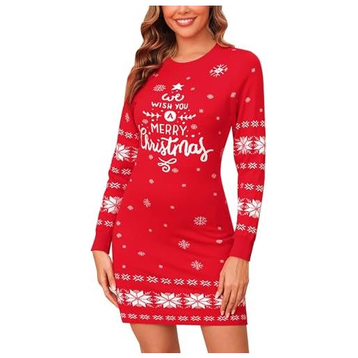 Gyabnw vestito natale donna lavorato a maglia da donna girocollo in maglione abito invernale manica lunga aderente mini abito elegante maglione lavorato a maglia abito casual xs-xxl