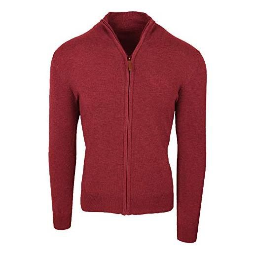 Evoga cardigan maglione uomo class invernale con zip (3xl, rosso bordeaux)