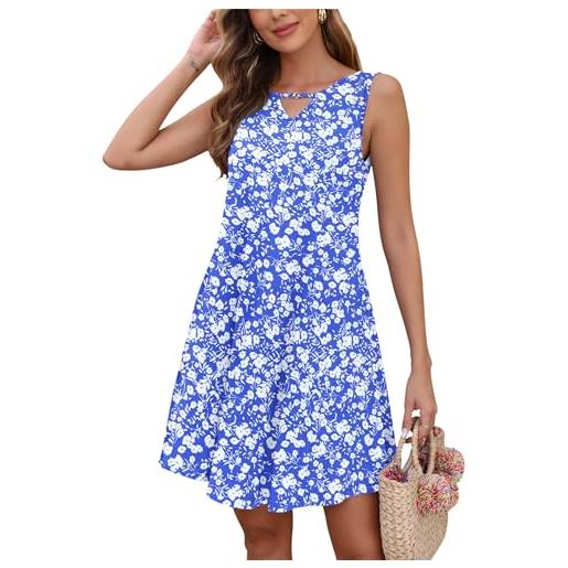 AUSELILY vestito donna estivo senza maniche al ginocchio con tasche