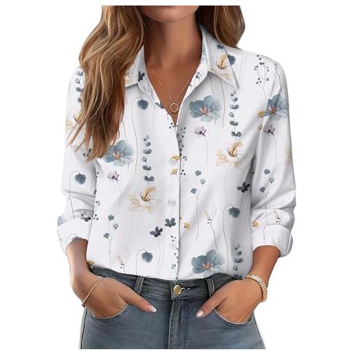 Zeagoo camicia donna lunga elegante blusa manica collo alto fiore camicia | button-down | basic business camicie | senza stiro top